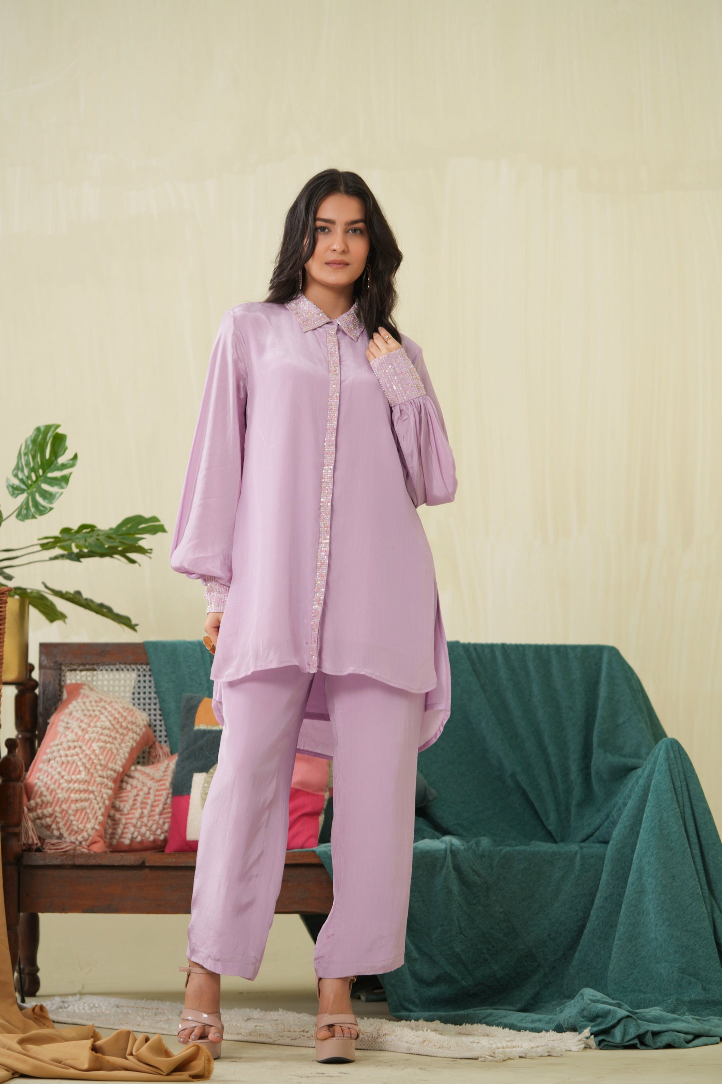 Bright Lilac Tunic Shirt Coord Set