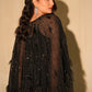 Jade Black Feather Cape Dress
