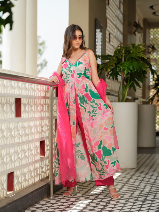 Bubblegum Pink Printed Kurta Set