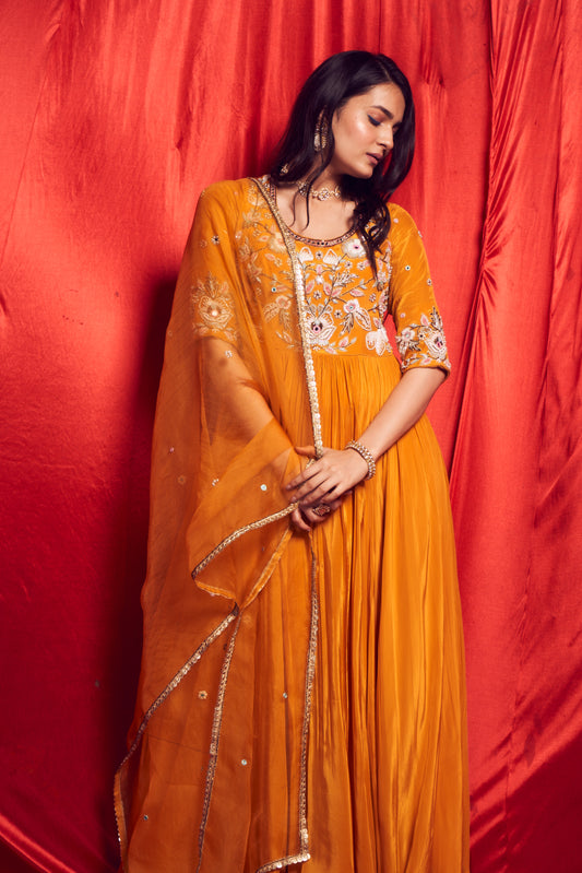 Topaz Yellow Anarkali suit