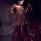 Elephant Print Marsala Colour Sharara Set