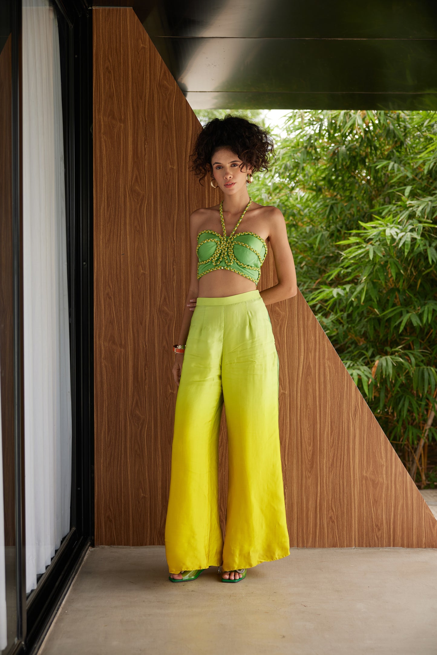 Sunshine Yellow Ombre Top with Wide Leg Trousers