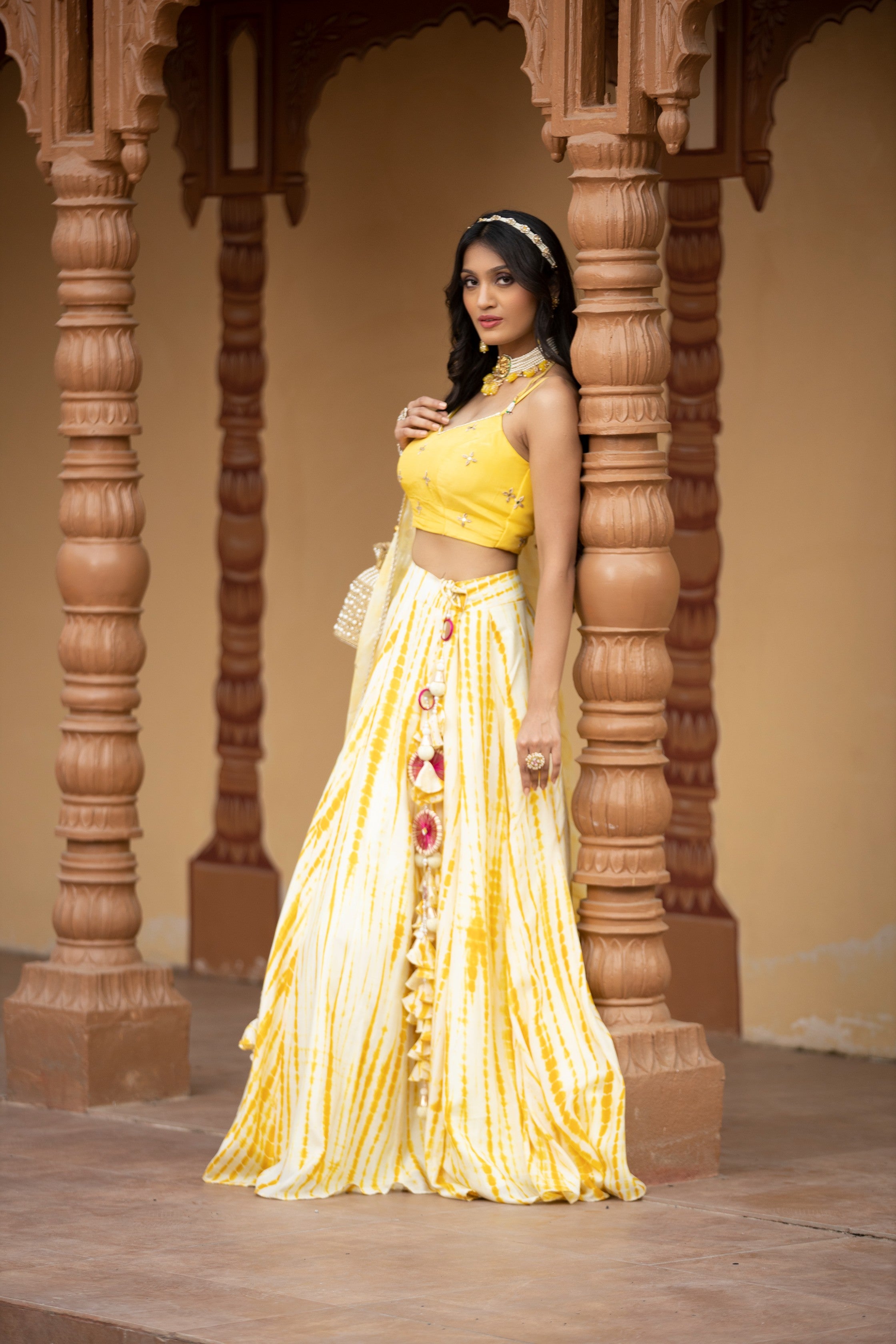 Buy Off White Uppada Silk Dye And Embroidery Tie And Dye; Mirror Lehenga  Set For Women by Nitisha Kashyap Official Online at Aza Fashions.